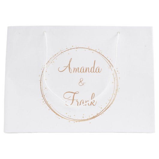 金ゴールドスパーパーソナライズされたクル結婚ズ ラージペーパーバッグ (正面)