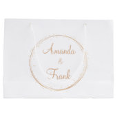 金ゴールドスパーパーソナライズされたクル結婚ズ ラージペーパーバッグ (裏面)