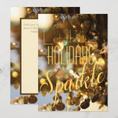 金ゴールドスパーモダンクルクラシックフォトホリデーカード シーズンカード (正面/裏面)