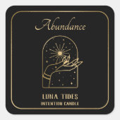 金ゴールドスピリチュアル存在意図ロウソクのラベル スクエアシール (正面)