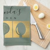 金ゴールドスフェイクプーンフォークスキマーシェフ キッチンタオル (四つ折り)