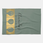 金ゴールドスフェイクプーンフォークスキマーシェフ キッチンタオル (横)