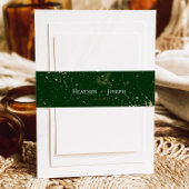 金ゴールドスプラッシュお洒落グリーンパインコーン結婚ズ 招待状ベリーバンド