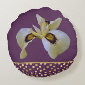 金ゴールドスプラッシュとクリームシベリアアイリスの紫 ラウンドクッション (裏面)