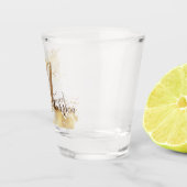 金ゴールドスプラッシュグリッターモノグラム名スクリプト ショットグラス (右)