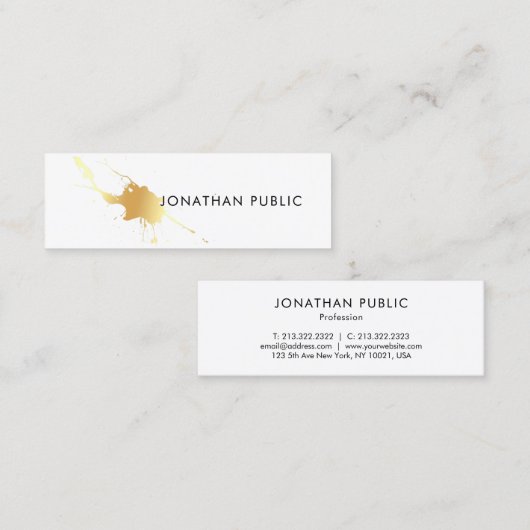 金ゴールドスプラッシュモダンエレガントテンプレートプロフェッショナル スキニー名刺 (正面/裏面)
