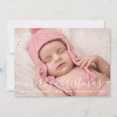 金ゴールドスプラッシュモダンメリークリスマスフォトカード シーズンカード (正面)