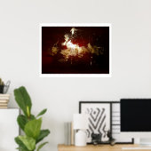 金ゴールドスプラッシュレッドブラウン抽象芸術ポスタープリント ポスター (ホームオフィス)