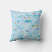 金ゴールドスプラット付き青紫色の水彩枕 クッション (裏面)