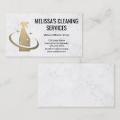 金ゴールドスプレーボトルロゴ | クリーニングサービス 名刺 (正面/裏面)