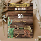 金ゴールドスペインのウエスタンカウボーイ誕生日素朴ウッド 招待状