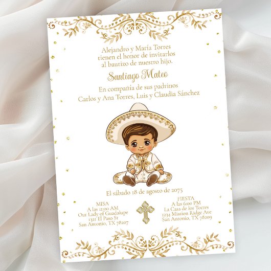 金ゴールドスペインのシャルロ洗礼 招待状