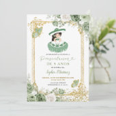 金ゴールドスペインのセージグリーンガールの誕生日 招待状 (スタンド正面)