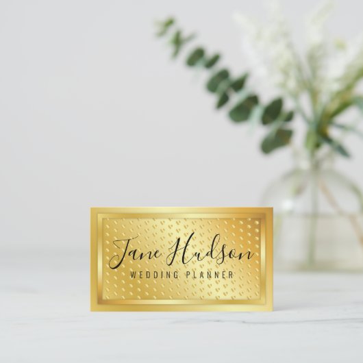 金ゴールドスペックルズのエルガント金ゴールドミニマル3.5x2 名刺 (スタンド正面)