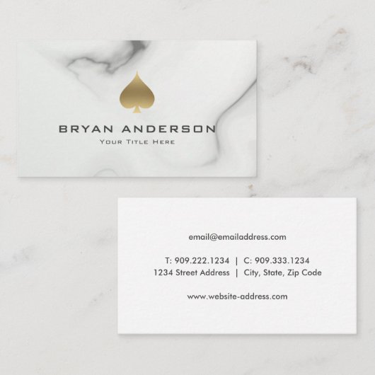 金ゴールドスペードシンボル大理石パターン名刺 名刺 (正面/裏面)