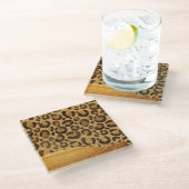 金ゴールドスポットの金属グラマーcheetah皮膚 ガラスコースター (アングル)