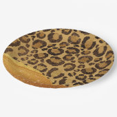 金ゴールドスポットの金属グラマーcheetah皮膚 ペーパープレート (アングル)