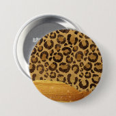 金ゴールドスポットの金属グラマーcheetah皮膚 缶バッジ (正面&裏面)
