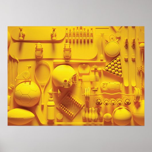 金ゴールドスポーツ用品 – 抽象芸術アート – ポスター (正面)