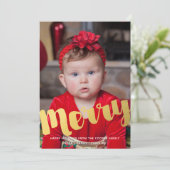 金ゴールドスメリークリスマスホリデーフォトカード シーズンカード (スタンド正面)