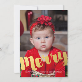 金ゴールドスメリークリスマスホリデーフォトカード シーズンカード