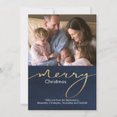 金ゴールドスモダンクリスシンプルトのメリークリスマスフォト シーズンカード (正面)