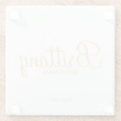 金ゴールドスモダンクリッパーソナライズされたト花嫁 ガラスコースター (裏面)