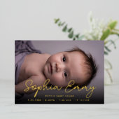 金ゴールドスモダンクリプトベビー誕生発表カード 箔招待状 (立ち正面)