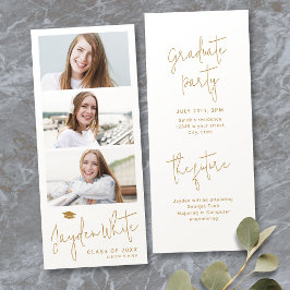 金ゴールドスモダンクリプト3写真の卒業発表 招待状