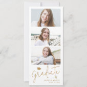 金ゴールドスモダンクリプト3写真の卒業発表 招待状 (正面)