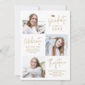 金ゴールドスモダンクリプト4写真の卒業発表 招待状 (裏面)