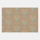 金ゴールドスモダンタメノラーズドリデルクラフトハヌカー ラッピングペーパーシート (正面3)