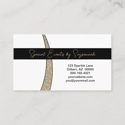 金ゴールドスリバーフェイクのグリッタープロフェッショナル写真 名刺 (裏面)