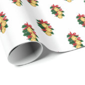 金ゴールドスレーベルクリスマスガーランドレッドリボン ラッピングペーパー (ロールコーナー)