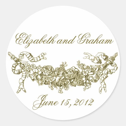 金ゴールドスワッグロマンチックなスタッカーズ/封筒用シール ラウンドシール (正面)