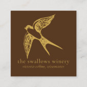 金ゴールドスワローズQRコードブラウンスクウェアBizカード スクエア名刺 (正面)