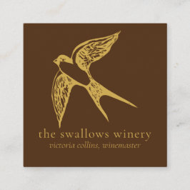 金ゴールドスワローズQRコードブラウンスクウェアBizカード スクエア名刺