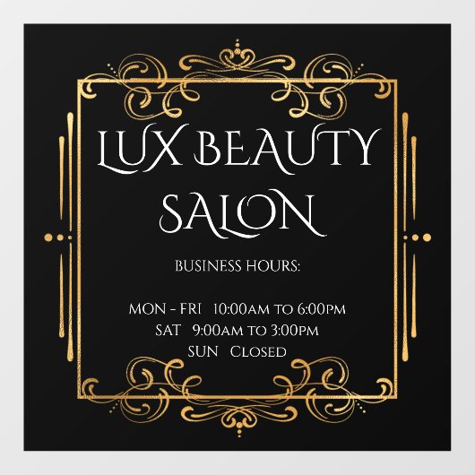 金ゴールドスワーエレガントルブラック営業開店時間 ウィンドウサイン (シート)