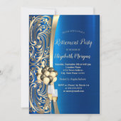 金ゴールドスワーズガラス、ハイヒールブルーリタイア 招待状 (正面)