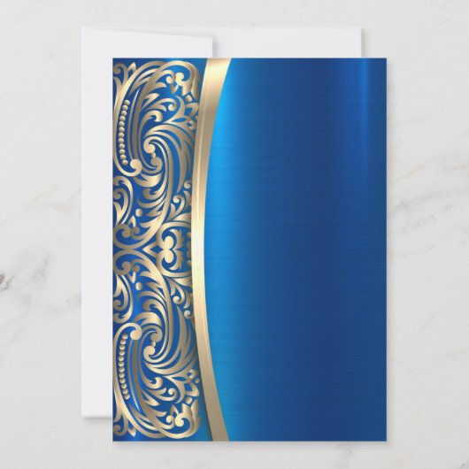 金ゴールドスワーズガラス、ハイヒールブルーリタイア 招待状 (裏面)