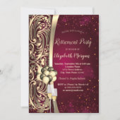 金ゴールドスワーズガラス、ハイヒール退職 招待状 (正面)