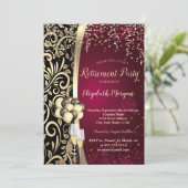 金ゴールドスワーズガラス、ハイヒール、赤い退職 招待状 (スタンド正面)