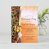 金ゴールドスワーズガラス、ハイヒール、退職パーティー 招待状 (スタンド正面)