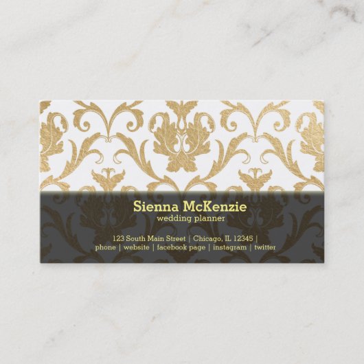 金ゴールドスワーズダマスク結婚式プランナー 名刺 (正面)