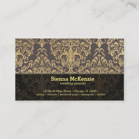 金ゴールドスワーズダマスク結婚式プランナー 名刺 (正面)