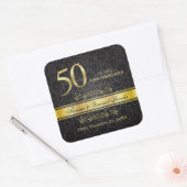 金ゴールドスワーズブラックダマスク50結婚周年 スクエアシール (封筒)