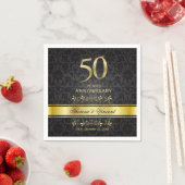 金ゴールドスワーズブラックダマスク50結婚周年 スタンダードカクテルナプキン (インサイチュ)