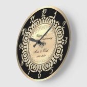 金ゴールドスワーズブラック25結婚周年 ラージ壁時計 (傾斜)