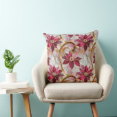 金ゴールドスワーズブルゴーニュピンククリスマスポインセチア クッション (椅子)