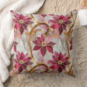 金ゴールドスワーズブルゴーニュピンククリスマスポインセチア クッション (ブランケット)